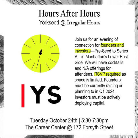 Hours After Hours: Yorkseed Founder + Investor Mixer