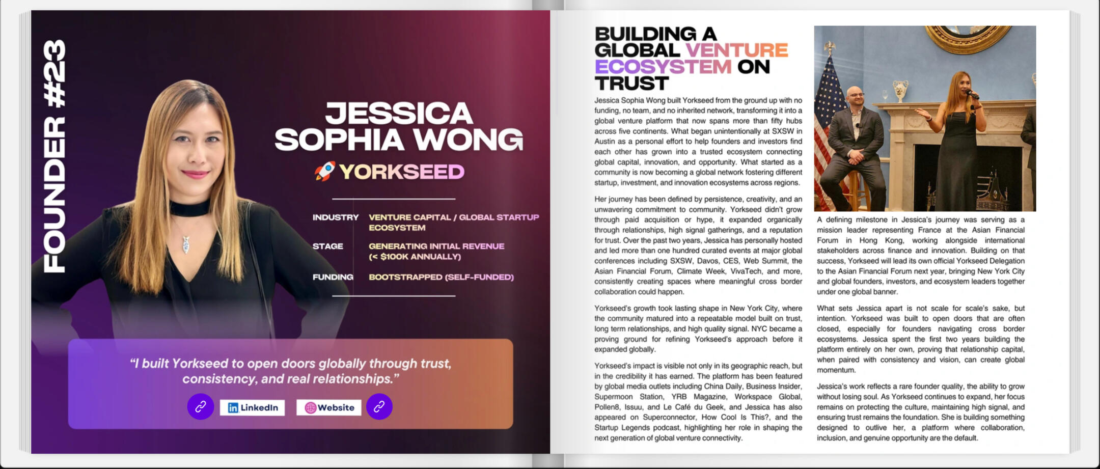 FOUNDER SQUARE — TOP 25 FOUNDERS YORKSEED Jessica Sophia Wong, Trinet, Redrob